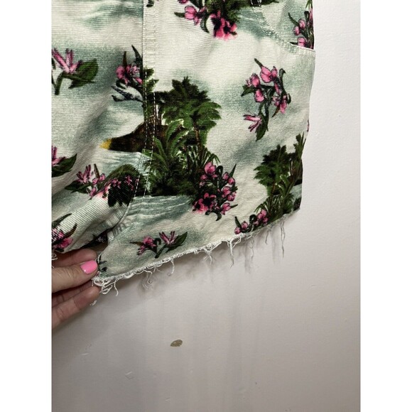 Farm Rio Stripe Women's P Small Shortalls Overalls Corduroy Tropical Print White - Picture 6 of 8